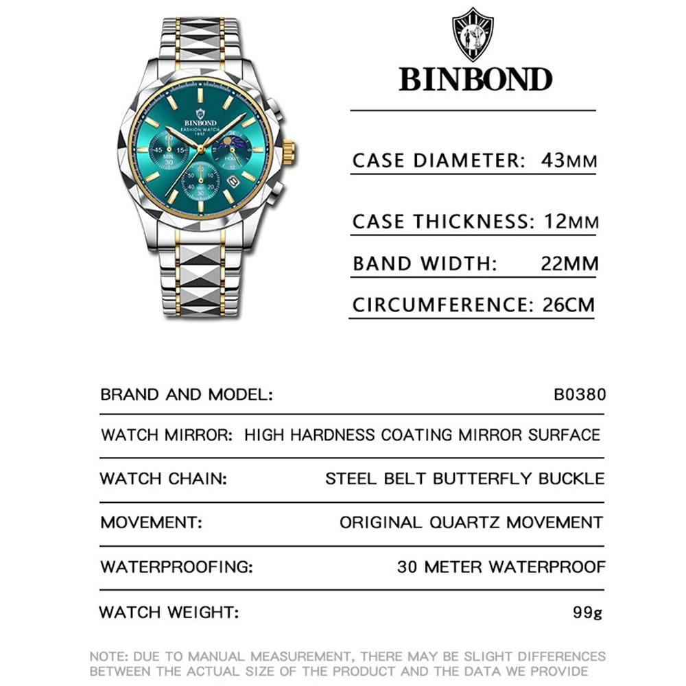 Luxury Quartz Men Watch Date Waterproof Chronograph Luminous Stainless Steel Wristwatch Fashion Business Man Watches