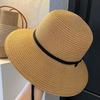 Wide Brim Women's Straw Hat Foldable Visor Cap Fashion Straw Bucket Hat  Vacation