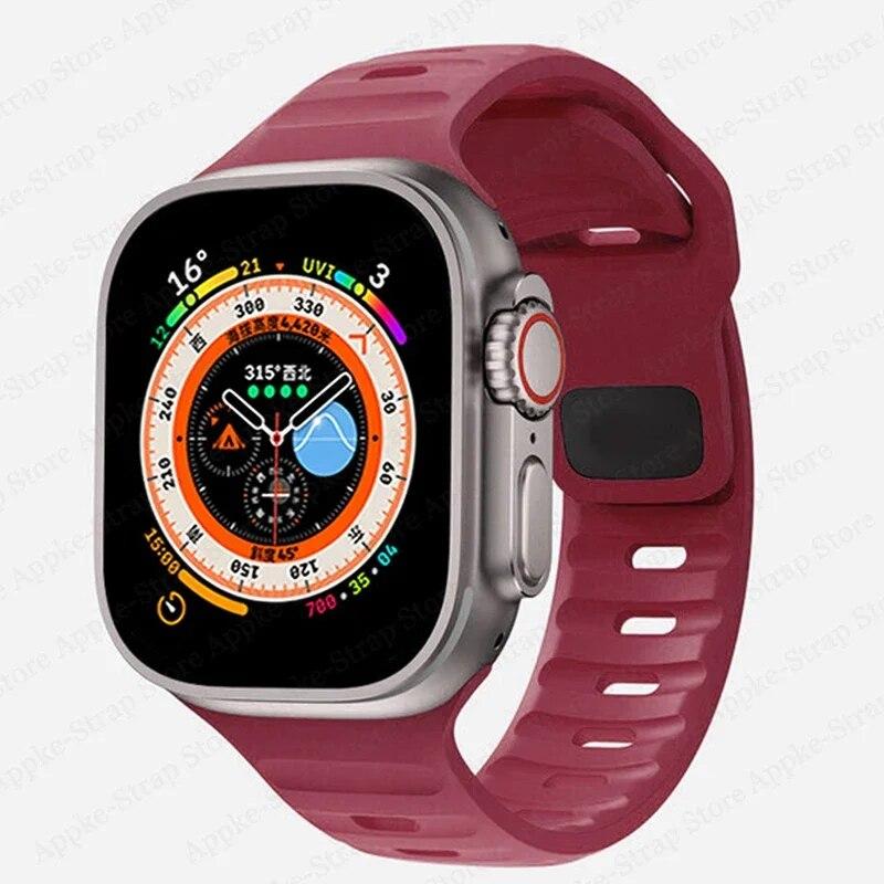 Silicone Strap for Apple Watch Band Ultra 2 49mm Correa Bracelet for Iwatch 9 8 7 6 5 SE 4 3 2 1 44mm 40mm 41mm 45mm 38mm 42mm Watchband