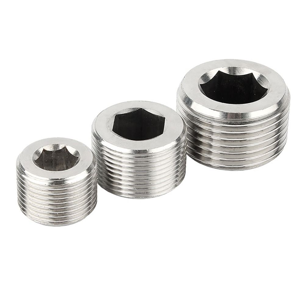 Silver Male Thread Hexagon Plug 304 Stainless Steel Tube Plug Sealing Pipe Port Hardware