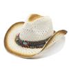Рекомендуемая соломенная ковбойская шляпа в этническом стиле, пляжная шляпа с козырьком для летнего отпуска, панама с гофрированными большими карнизами