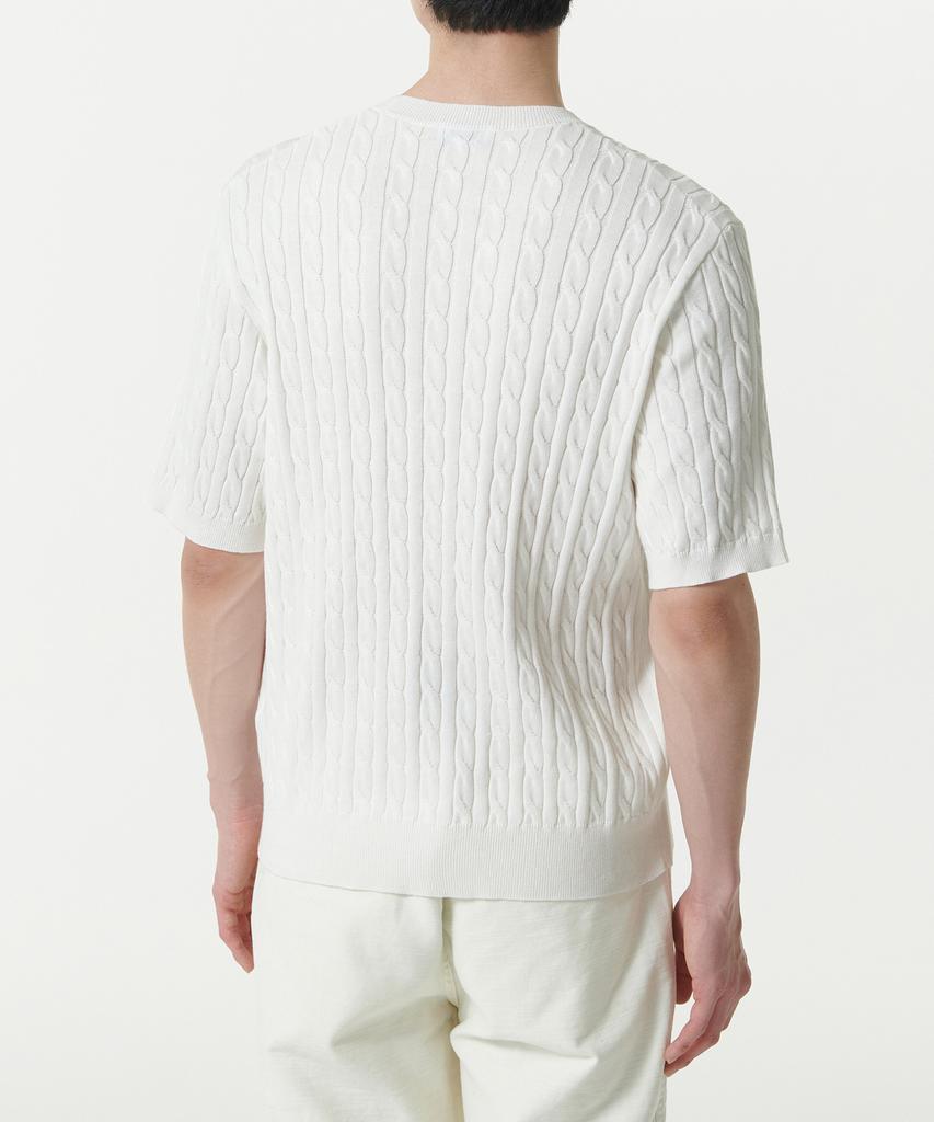 MUSINSA STANDARD Cable Crew Neck Short Sleeve Knit [Ivory]