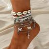 Fashion Chic Multi-Design Anklet Set For Women Elegant Vintage Evil Eye Cross Heart Charm Colorful Bead Anklets Beach Jewelry