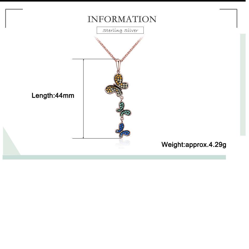 Umcho Красочное серебряное ожерелье с бабочкой, подвески, твердое ожерелье из стерлингового серебра 925 пробы для женщин, подарок с цепочкой, ювелирные изделия