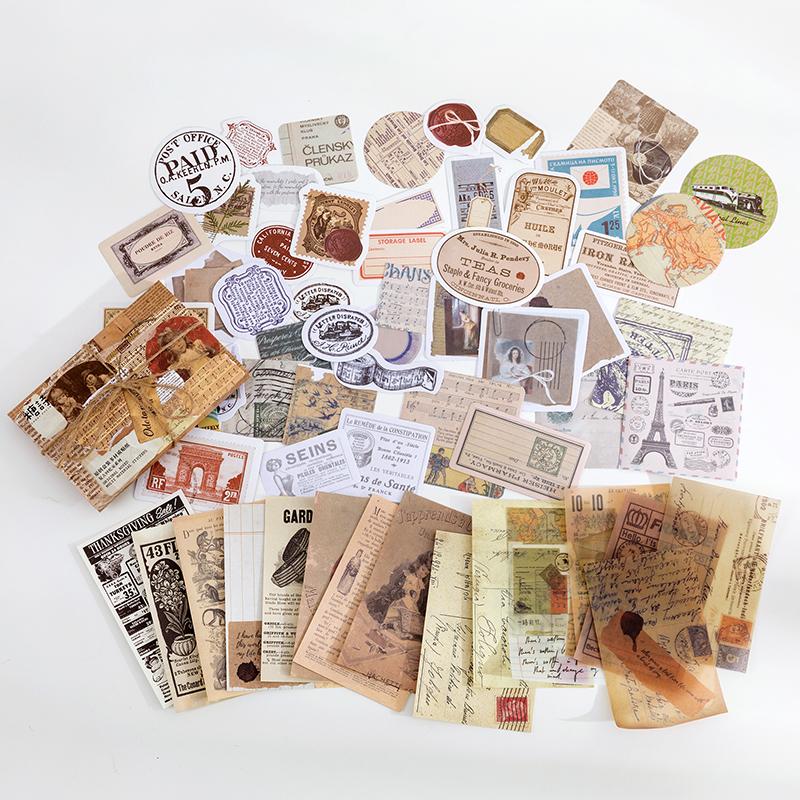 60pcs/Vintage Stationery Stickers Aesthetic Junk Journal Paper Diary Scrapbook Junk Journal Accessories Art Supplies Sticker