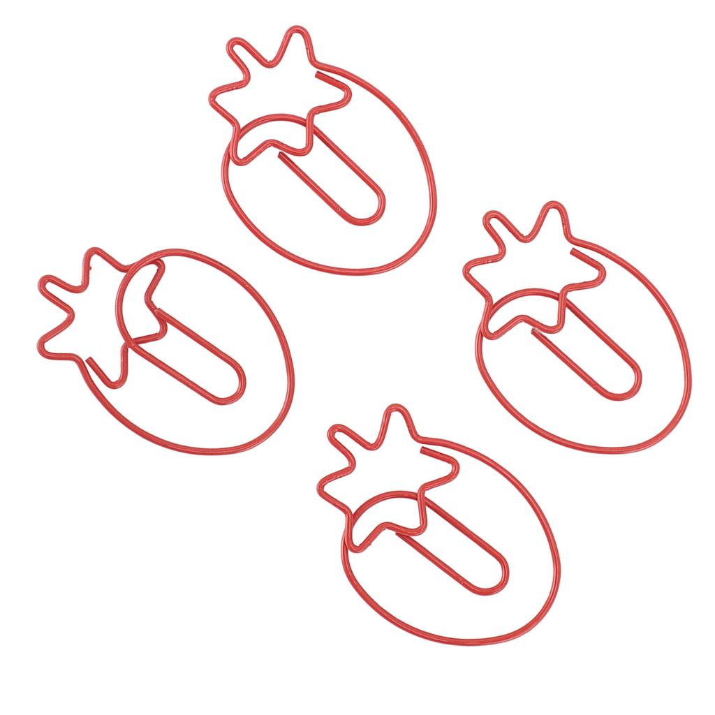 100 шт. Скрепки для бумаги «Клубника», Гальванизированная железная проволока, Фруктовые скрепки для бумаги, Портативная яркая закладка