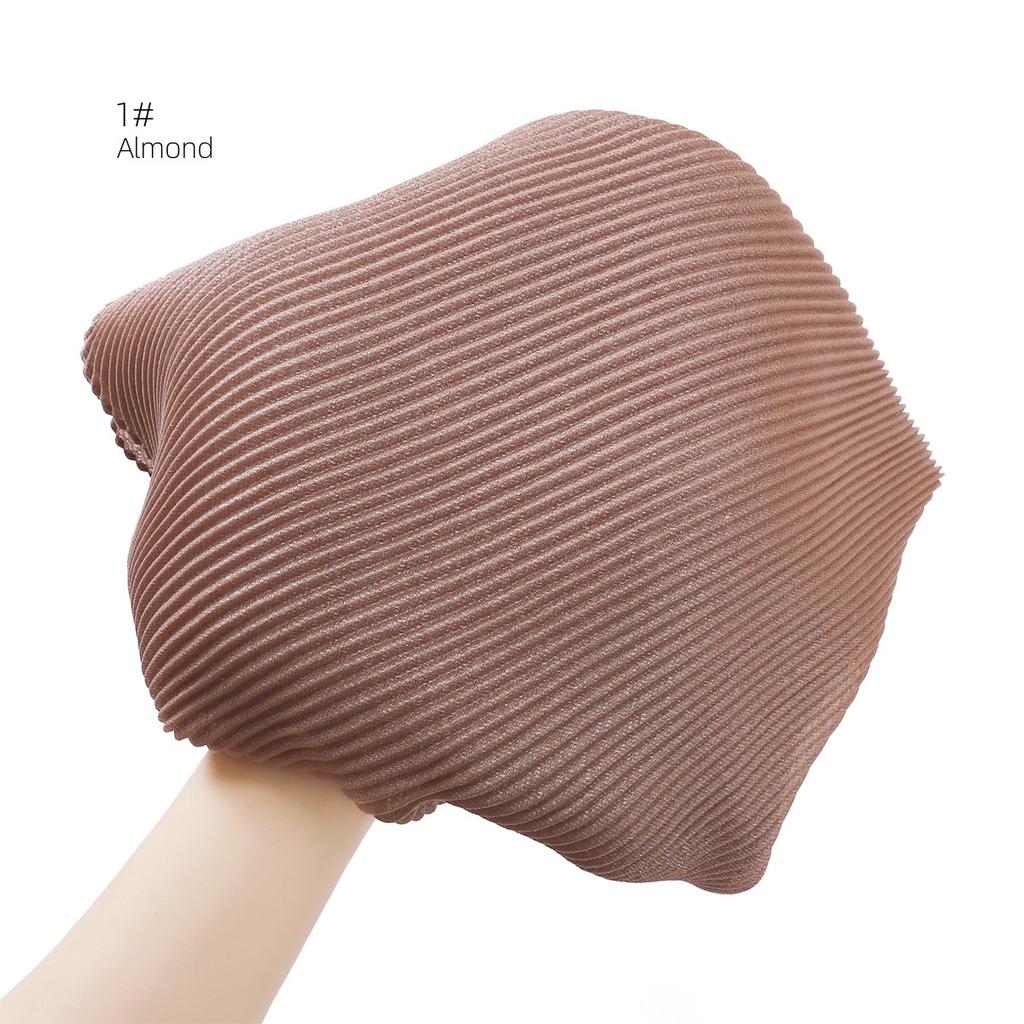 High Quality Breathable Women's Shiny Pleated Hijab Scarf Fashion Polyester Golden Sliver Crinkle Head Wraps Islamic Turban