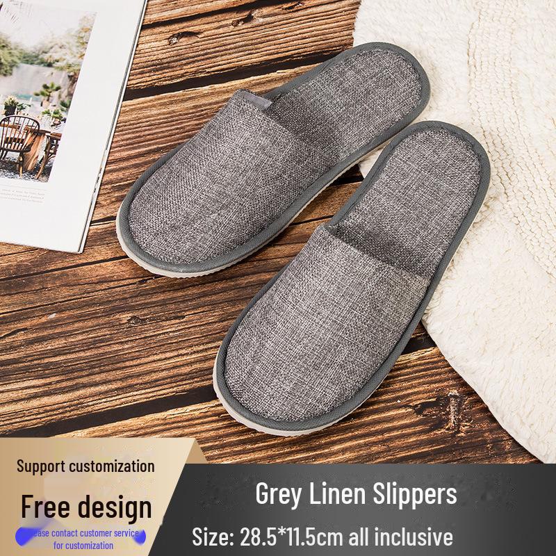 Четырехсезонные нескользящие тапочки из хлопка и льна для отелей и салонов красоты