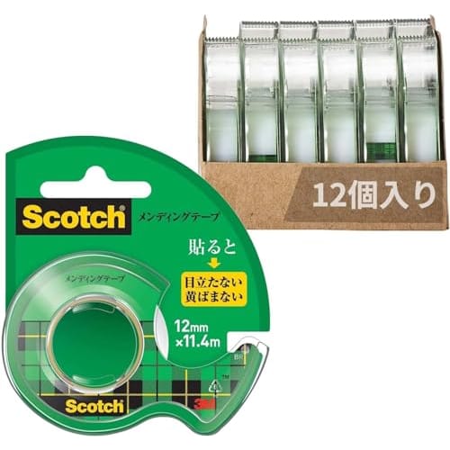 3M Scotch Tape Mending Tape with Dispenser 12mm X 11.4m Small Volume 12 Volumes CM-12