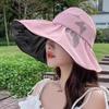 2025 Black Vinyl Wide Brim Open-Top Sun Hat with UV Protection and Heat Insulation