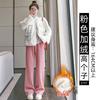 Chenier Wide-leg Pants Women's Autumn and Winter Velvet High Waist Drape Casual Loose Straight Thin Gray Corduroy Pants