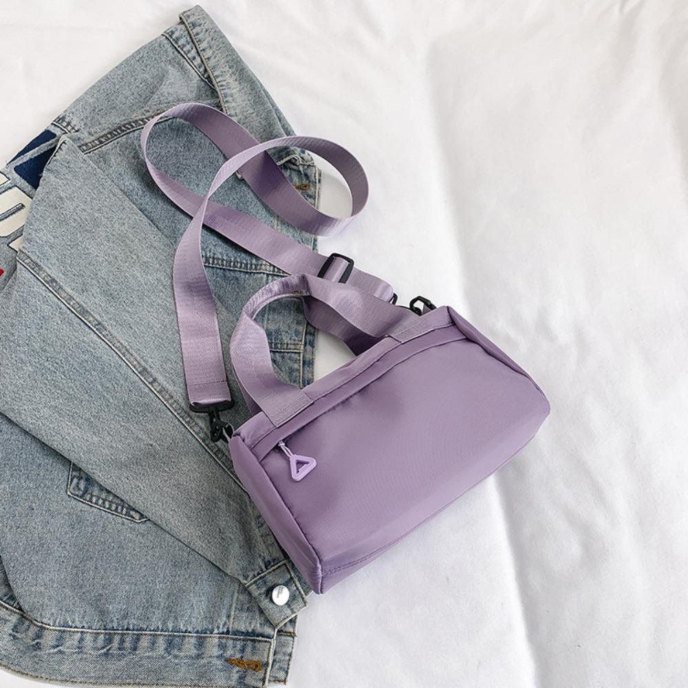 Solid Color Canvas Crossbody Bag Zipper Small Square Bag Portable Nylon Shoulder Bag Travel