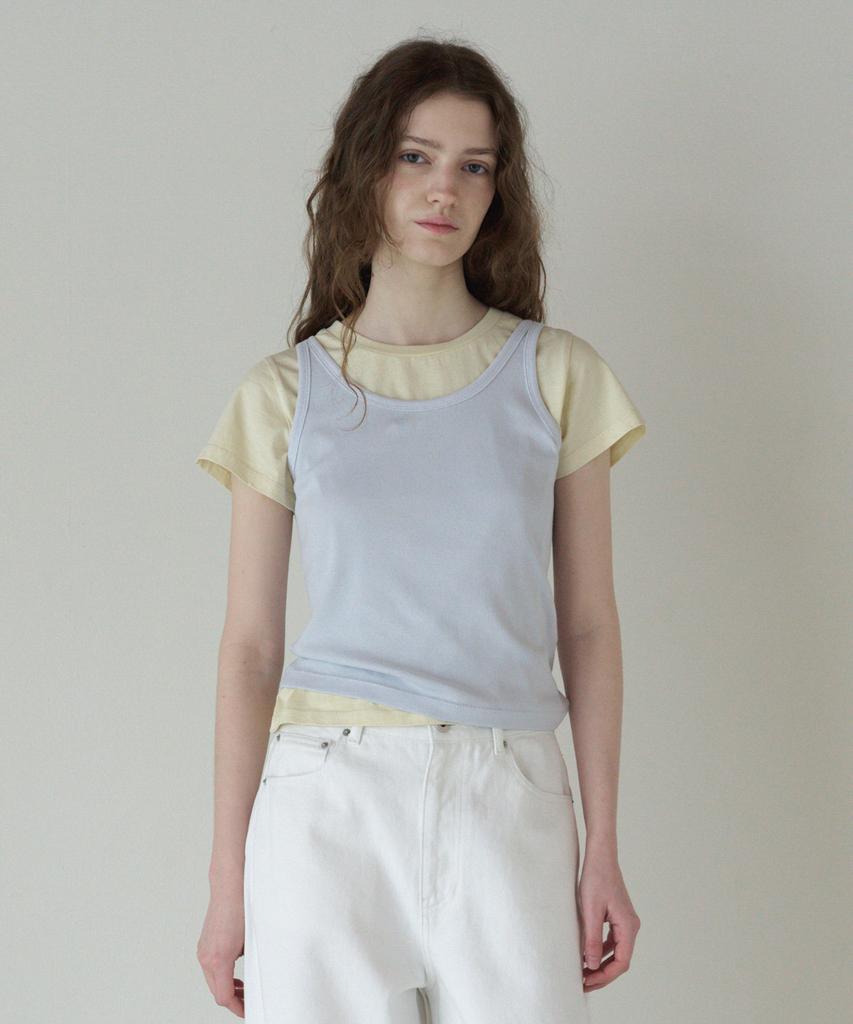 TTUDEMENT 50S Embroidered Sleeveless T-Shirt_Light Blue