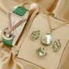 Women Rhinestone Quartz Watch Necklace Earrings Ring Jewelry Set