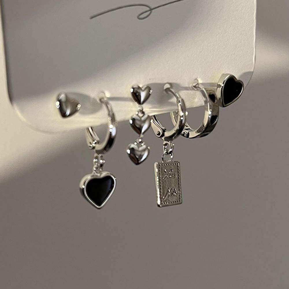 Zinc Zinc Alloy Girls Gift Korean Style Earrings Heart Ear Stud Women's Earring set Geometric Stud  Earrings