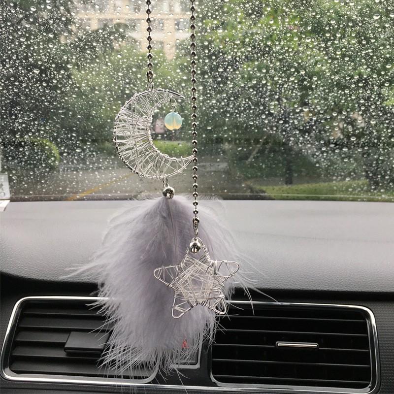 Car Dream Catcher Feather Pendants White Pink Fluffy Feather Soft Hanging Ornament Auto Home Wall Pendant Decoration Gifts New