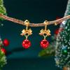 Festive Red & Green Bell Tassel Earrings - Stylish Alloy Design for Women