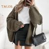 Women Cardigan Sweater Lantern Long Sleeve Solid Color Oversized Knitted Cardigan Open Front Lightweight Sweater Outwear