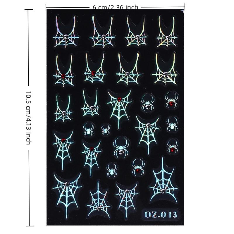 1/4 Pcs Halloween Nail Stickers Cute Spider Nail Slide Decals Nail Supplies Manicure Decoration