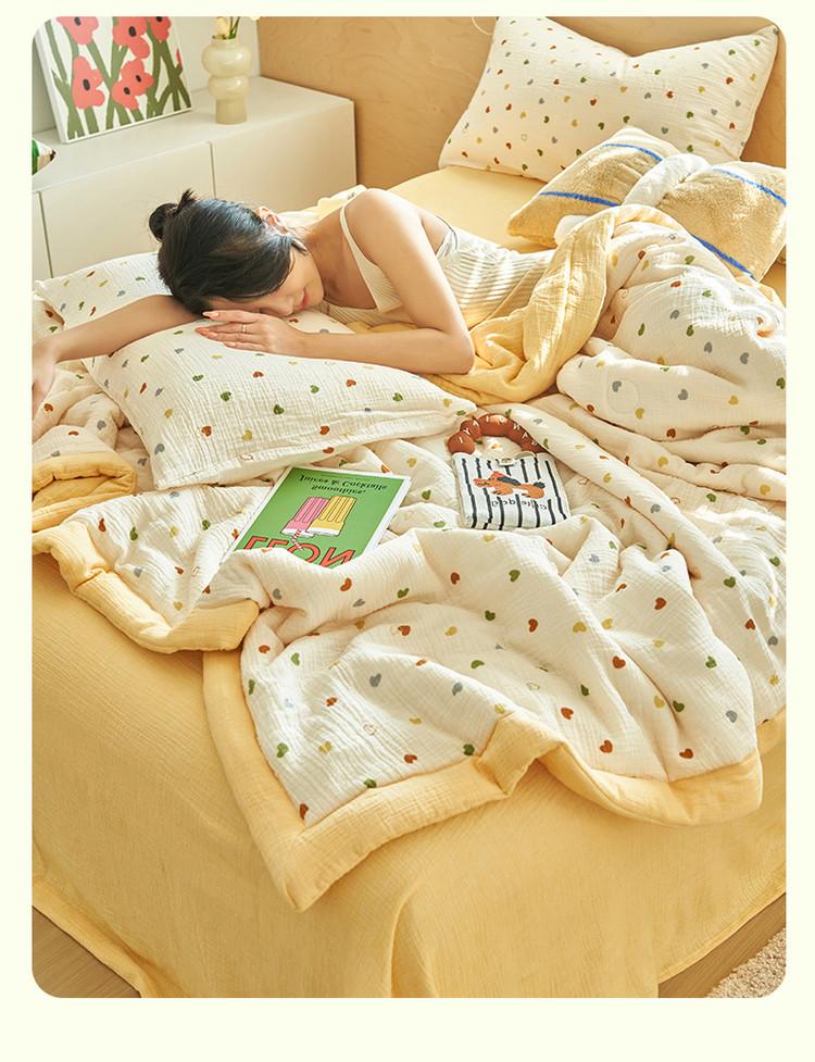 Cotton wrinkled yarn summer cool, machine washable, naked water washable, summer all cotton dormitory bedding core four piece set