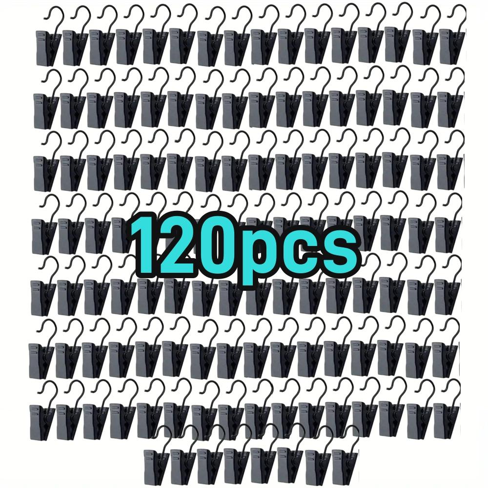 120pcs Decorative Metal Hanger Hooks Durable Black Curtain Clip Set Adjustable String Light Clips for House Party Decor Access