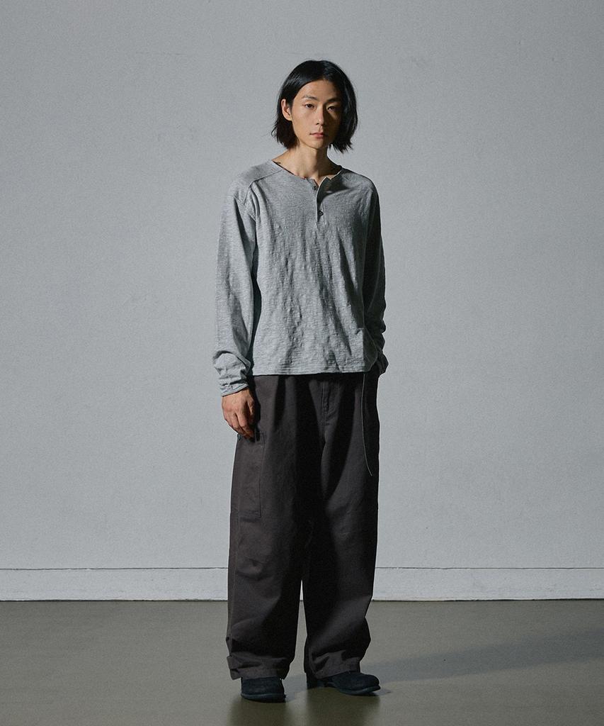 HOOVES Vtg Interlock Henley Neck Long Sleeve [Gray]
