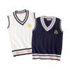 Academy British Style Embroidered V-Neck School Uniform Sweater Vest for Girls - Spring/Autumn
