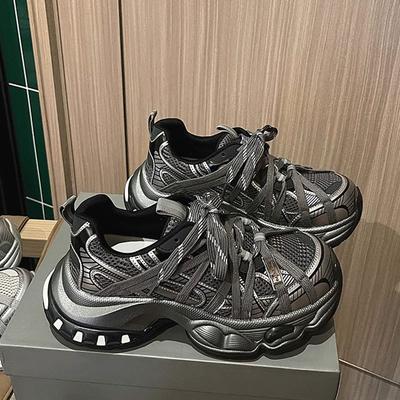 Женские кожаные кроссовки на платформе в стиле «папины кроссовки» осенне-зимние новые дышащие из сетки с небольшой высотой подъема повседневные спортивные туфли