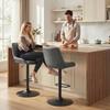 Retro Bar Stools Set of 2, Adjustable Kitchen Stool, Upholstered Bar Chairs with Back, Swivel Seat, Dark Grey