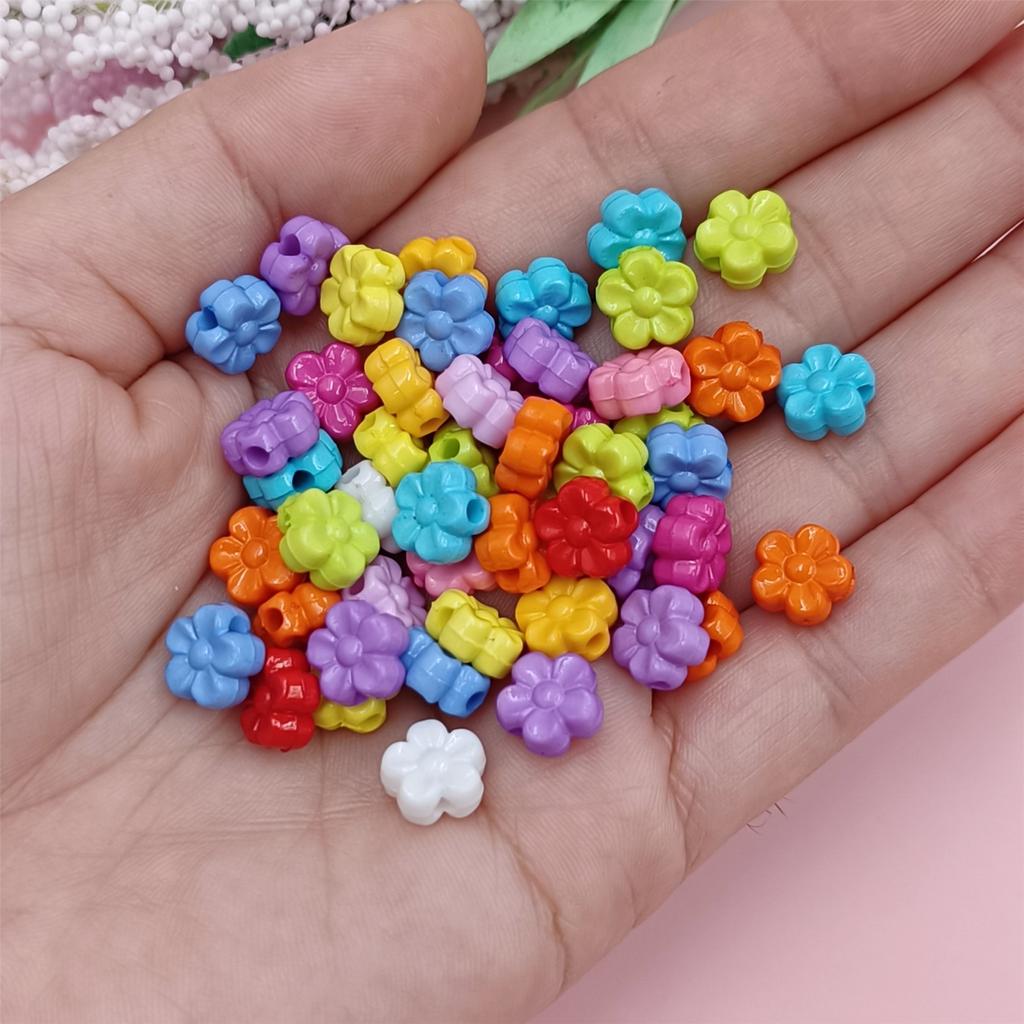 100 шт. 9 мм акриловые свободные бусины сплошной цвет DIY ювелирные аксессуары форма цветка ярких цветов ожерелье браслет кулон