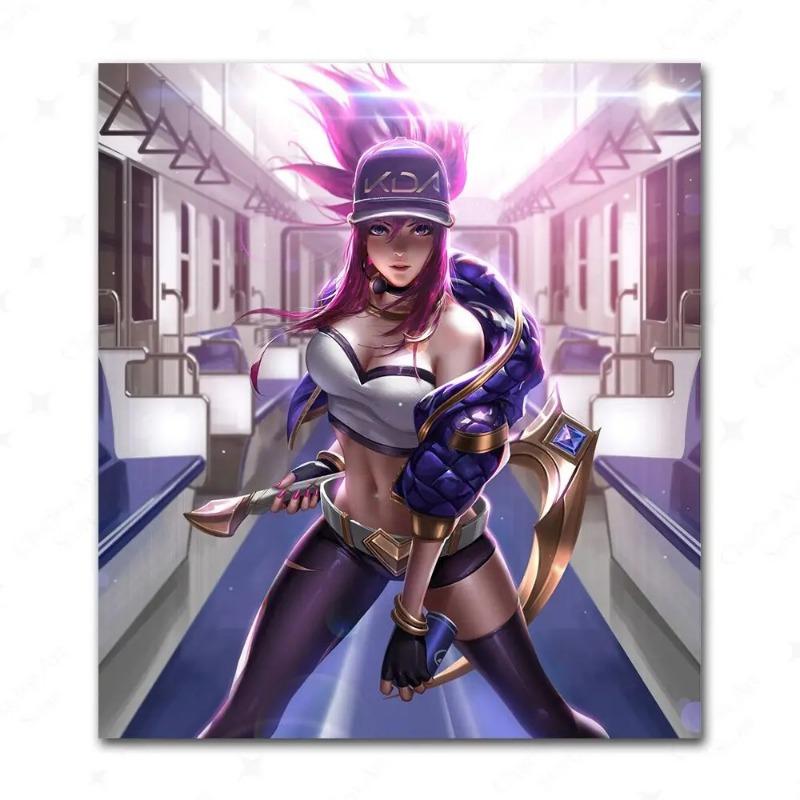 Game League Of Legends Figure KDA Poster LOL Evelyn Kasha Ahri Sexy Girl Canvas Painting Neon Style Wall Art Pictures Home Decor