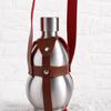 Silver 500ml Stainless Steel Travel Gourd Shape Water Bottle With Practical Carry Leather Strap Whiskeys Liquor Flask