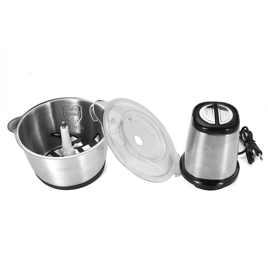 2 Speeds Stainless Steel 2L Capacity Electric Chopper Meat Grinder Mincer Food Processor Slicer Stainless Steel Mincer Kitchen Slicer
