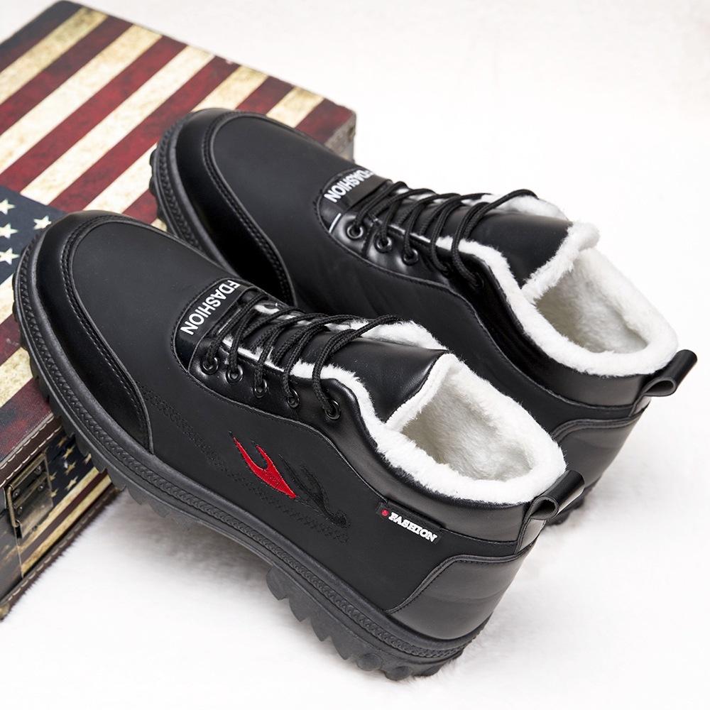 Высокие зимние ботинки мужские зимние бархатные утолщенные теплые хлопковые туфли корейской версии модная повседневная обувь для активного отдыха мужская обувь