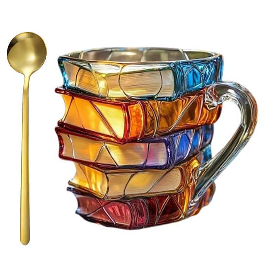 Кружка для кофе Yousheng 3D в форме книги с ложкой, расписанная вручную, кружка в стиле ретро, вдохновленная романом, чашка для горячих и холодных напитков, подарки для книголюбов, для офиса