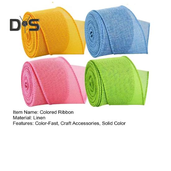 4 Rolls Colored Ribbon 5m Burlap Wired Ribbons Color-Fast Craft Ribbon Accessories for Easter Wreath Gift Wrapping Wedding Bouquets