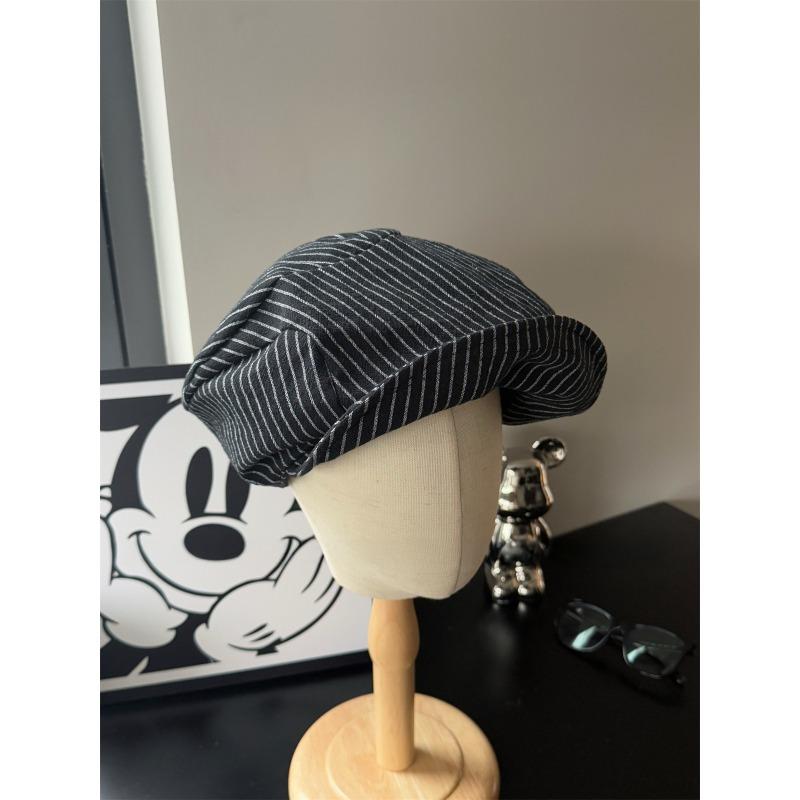 Литературная полосатая кепка газетчика ретро шляпа художника хлопковая и льняная беретка женская восьмиугольная шляпа дышащая маленькая шляпка для лица