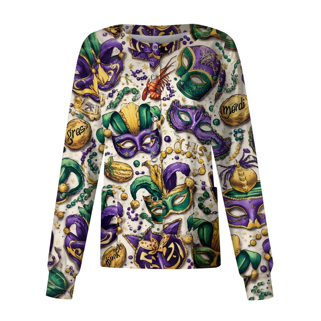 Женский повседневный топ с длинным рукавом, на одной пуговице, с принтом, быстросохнущий