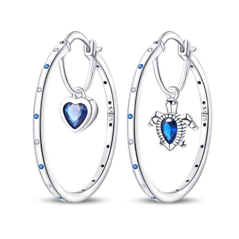 Серьги-кольца из серебра 925 пробы с синим цирконом, ловцом снов, пером, звездой, луной, милым когтем для женщин, тонкие ювелирные изделия в подарок на день рождения