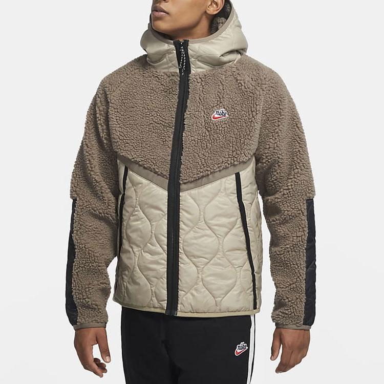 Nike Мужская спортивная куртка-толстовка с капюшоном на молнии Heritage Fleece Оливково-серый Мистический камень Черный CU4447-040