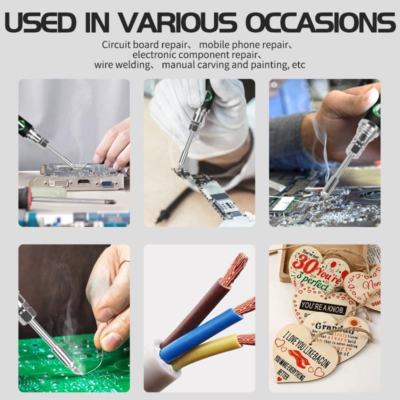 Беспроводной паяльник-ручка, портативный USB 5 В 8 Вт, электрический, с 3 наконечниками, с возможностью подзарядки и регулировки температуры, беспроводной