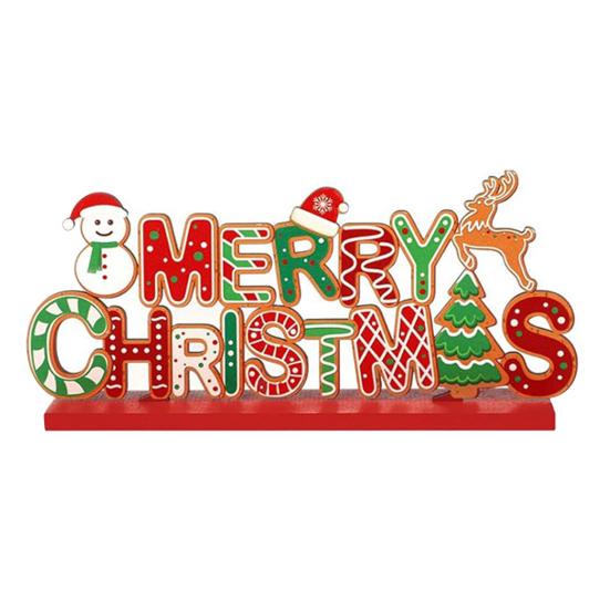 Рождественский деревянный орнамент, настольный знак в виде пряничного человечка, праздничный центральный элемент, украшение в виде пряничного человечка на Рождество