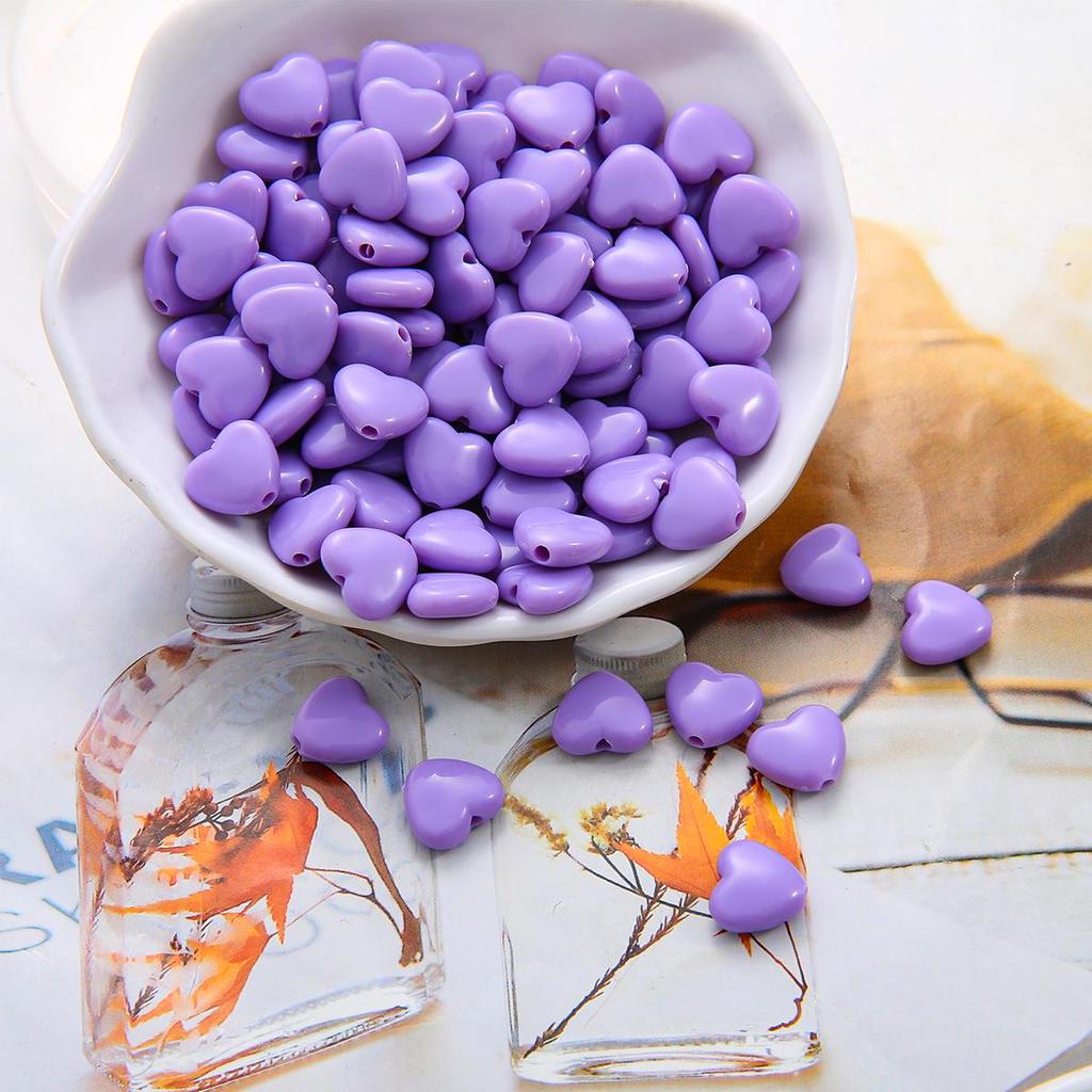 Colourful Heart Shape Acrylic Loose Spacer Beads for Jewelry Making DIY Accessories