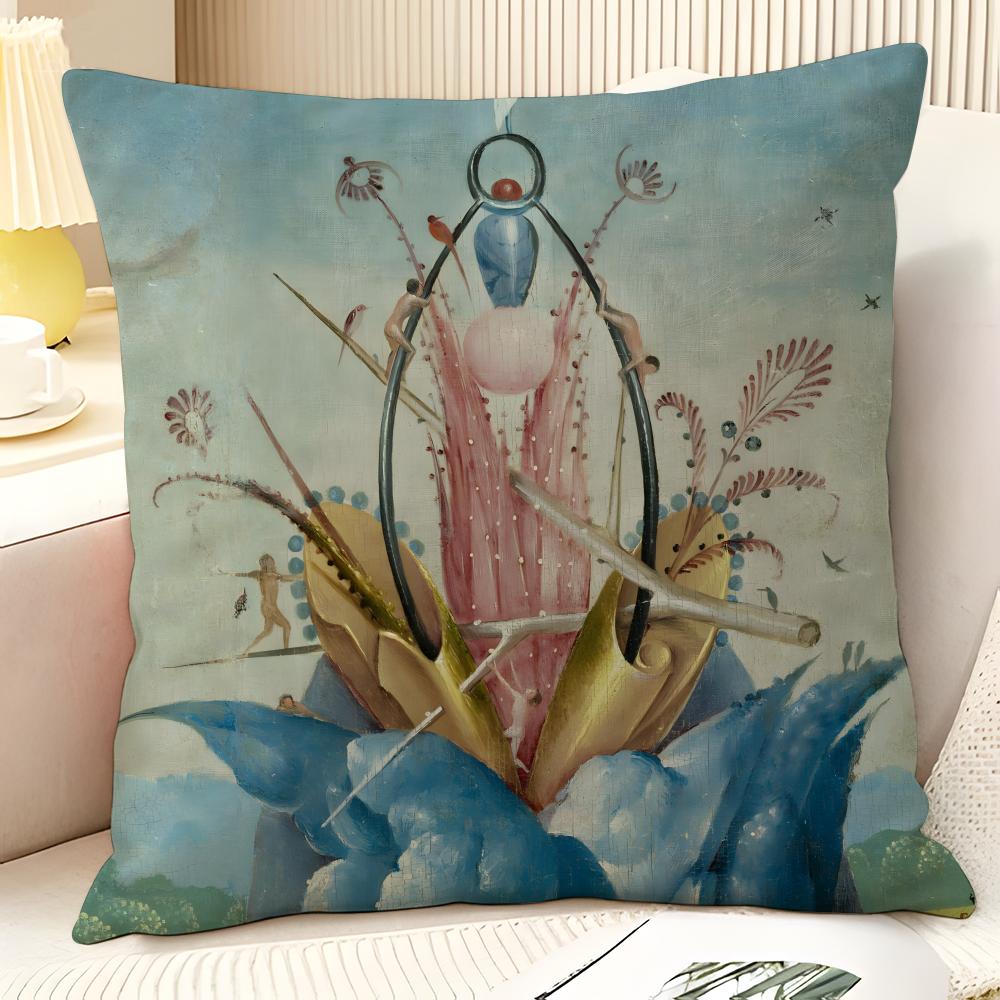 Surrealism Artist HHieronymus Bosch  Natural Linen Organic Fabric DoubleSided Printing Sofa Home Decor Gift Pillow Case