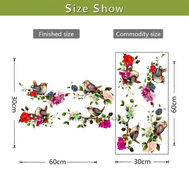 1 шт. стикер стены с птицами и цветочным узором птицы, стоящие на ветвях цветы украшения наклейки на стену