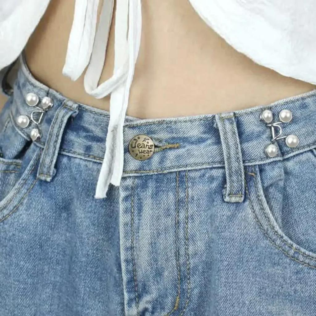 2pcs-Adjustable Waist Buckle Extender No Sewing Pant Clips Waist Tightener Button for Jeans Skirts Sleeves Fit Button Pins Tool