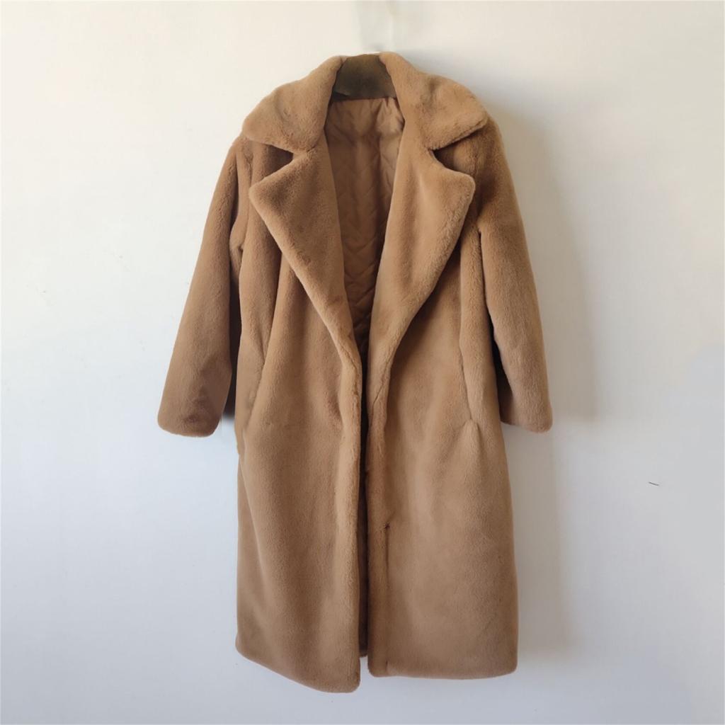Fashion Casual Women's Sheep Shearing Stitching Coat Women's Mid-length Wool Coat