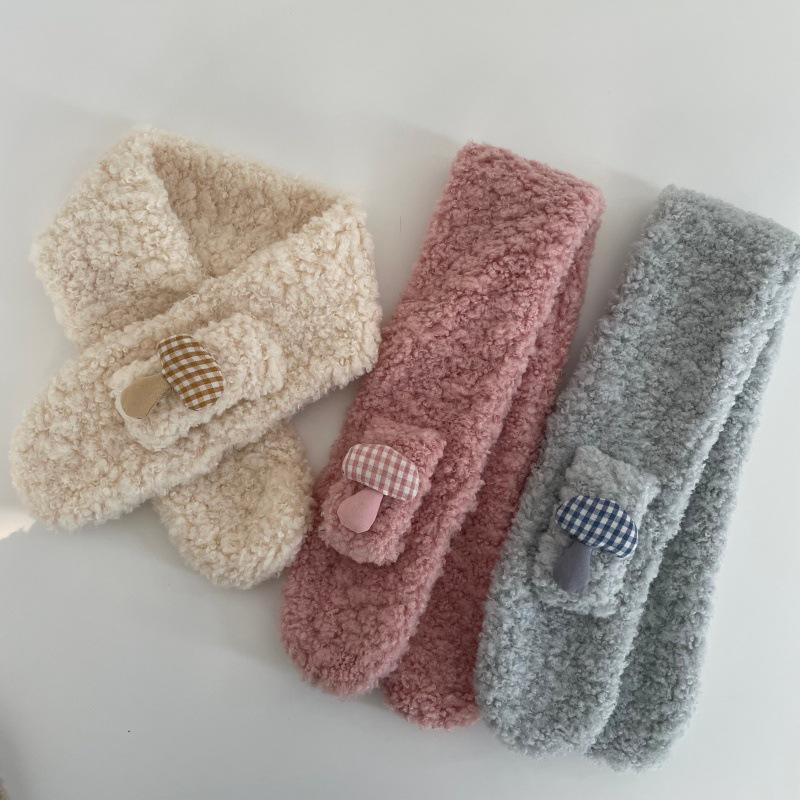 Корейский мультяшный гриб Детский шарф: Унисекс, Утолщенный перекрестный шарф-воротник