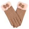 Bow Thickened Suede Gloves Soft Windproof Finger Mittens All-Match Women Anti-cold Gloves  Outdoor
