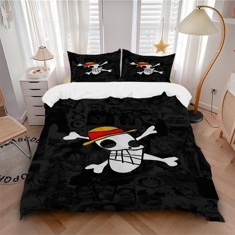 3pcs bedding set ONE PIECE Skull Includes 1 Comforter + 2 Pillowcases, Without Pillow Inserts, Soft Comfortable, Lightweight Breathable, Pri